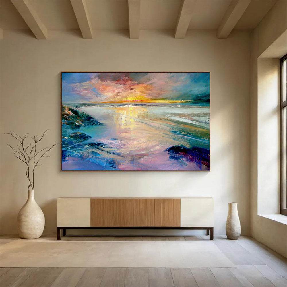 beach sunset coastal abstract design 4